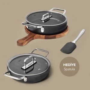 Fin 5 Parça Diamond Sahan Seti Siyah (Silikon Spatula Hediyeli)