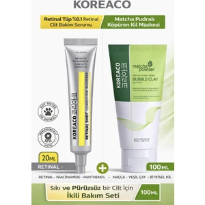 Retinal Shot Corrector Booster + Matcha Powder Bubble Clay Face Mask