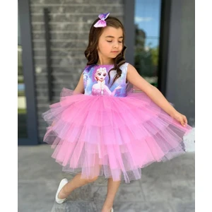 Lunas Tekstil Kabarık Tüllü Tokalı Elsa Elbise