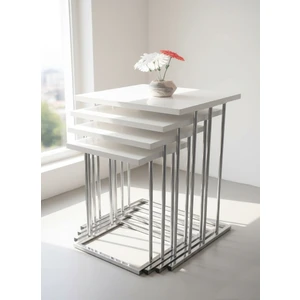 4'lü Zigon Sehpa Beyaz GÜMÜŞ18MM Mdf