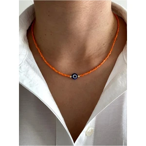Nazar Boncuklu Turuncu Kolye
