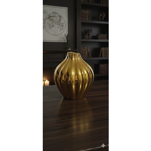 Gold Modern Oluklu Dekoratif Vazo