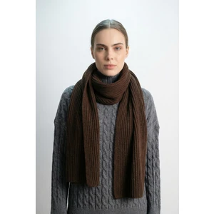Kadın Triko Örgü Atkı - Kahve