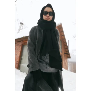 Düz Örgü Atkı Siyah