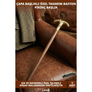 Ahşap Gövde Pirinç Çapalı Dayanıklı Baston