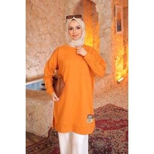 İmaj Butik Orange Bisiklet Yaka Armalı Tunik