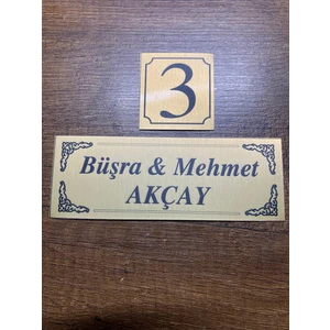 Outdoor One Kapı İsimliği Klasik Ev Dış Kapı İsimliği Çelik Kapı İsimliği Gold0021
