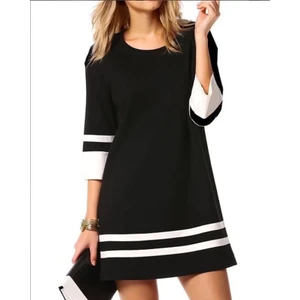 Nake Butik Kadın Çizgili Kısa Kol Elbise