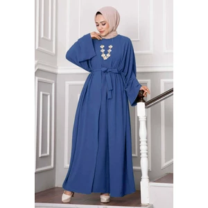 Leyli Tesettür Abaya Takım İndigo