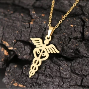 925 Ayar Gümüş Hermes Caduceus Tıp Sembol Kolye