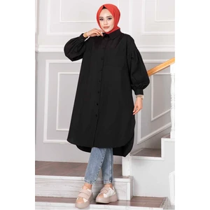 Oval Kesim Tesettür Gömlek Tunik Siyah