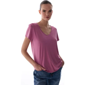 Pembe V Yaka Modal Tişört