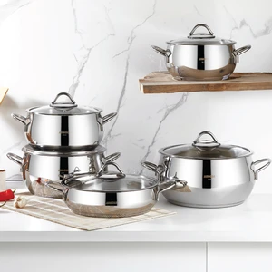 Moon 10 Parça Çelik Cam Kapaklı Tencere Seti