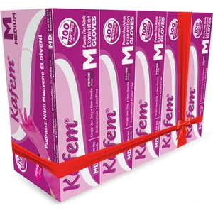 Pembe Nitril Eldiven Pudrasız (M) 100 Lü x 5 Paket
