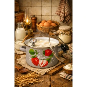 Ebruli Emaye ÇİLEK Emaye Tencere 5 litre 24 cm