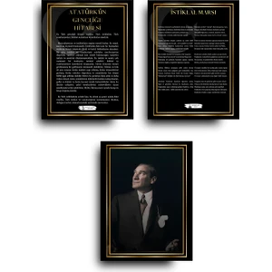 Atatürk Köşesi 3'lü Anlamlı Mdf Tablo Seti