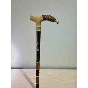 Kartal Başlı Işlemeli Devrek Bastonu (Kızılcık Ağacı)