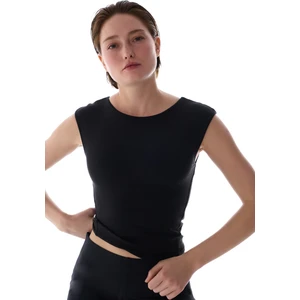 Siyah Flatlock Dikişli Aktif Üst