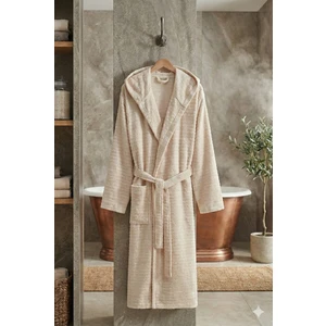 Mira Bej Kapüşonlu Bornoz