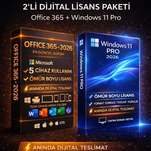Office 365 + Windows 11 Pro 2026 | 2’li Dijital Lisans Paketi