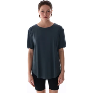 Gri Bisiklet Yaka Oversize Modal T-Shirt