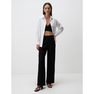 Jimmy Key Siyah Rahat Kesim Bol Paça Yüksek Bel Uzun Örme Pantolon
