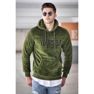 Kapşonlu Peluş Sweatshirt Haki 4390