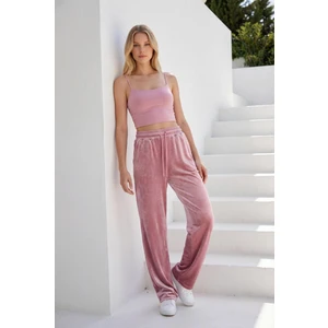 Pembe Bol Paça Kadife Pantolon MG2283