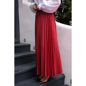 İmaj Butik Bordo Bel Lastikli Piliseli Etek