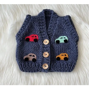ZA Handmade El Örgüsü Bebek Arabalı Yelek