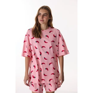 Pembe Chill Days Pamuklu Şortlu Pijama Takımı
