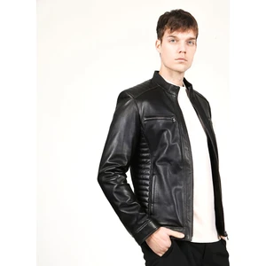 E-1055/A Siyah Deri Erkek Mont Günlük Kullanım İçin Şık Tasarım