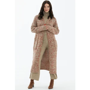 Kapüşonlu Cepli Triko Hırka - Bej