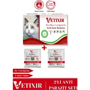 Kedi Bitkisel İç-Dış Anti Parazit Ense Bitkisel Damla Seti - 5 Damla 2 Tablet