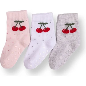 Hellobaby Hellobaby Kız Bebek 3lü Kaydırmaz Çorap Kirazlı