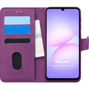 Samsung Galaxy A07 Kılıf Fabric Book Wallet Mor