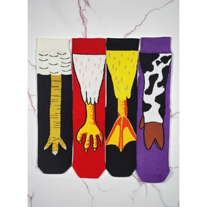 G Socks 4'lü Hayvan Bacağı Desenli Renkli Çorap Seti