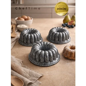 3'lü Gri Mini Dilimli Set Kek Kalıbı 10 cm