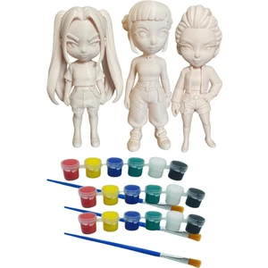 Kpop Figürü 3'lü Set 3D Baskı Boyama Seti