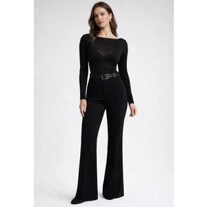 Transparan Kayık Yaka Kaşmir Body