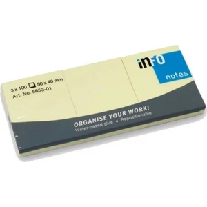 Info Notes 50X40MM Yapışkanlı Notluk 3X100 Syf Sarı