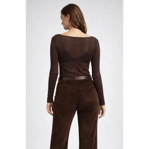 Transparan Kayık Yaka Kaşmir Body