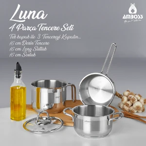 Luna 4 Parça Tencere Sütlük Sosluk Seti