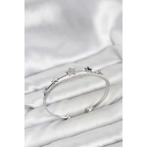 Yıldız Model Gümüş Renk Pirinç Kadın Bileklik