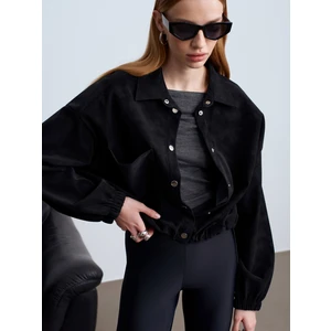 60781 Süet Bomber Ceket-Siyah