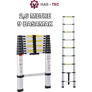 HAS - TEC 2,6 Metre 9 Basamaklı Düz Uzayan Teleskopik Merdiven 2,6 M