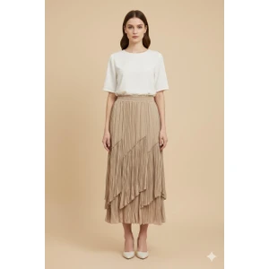 5475 Viola Parçalı Kırıştırma Etek