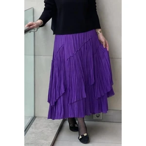 5475 Viola Parçalı Kırıştırma Etek