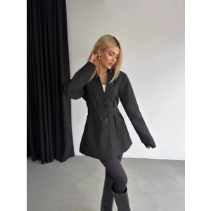 Kadın Düğme Detaylı Blazer Ceket Elbise