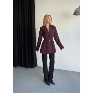 Kadın Düğme Detaylı Blazer Ceket Elbise